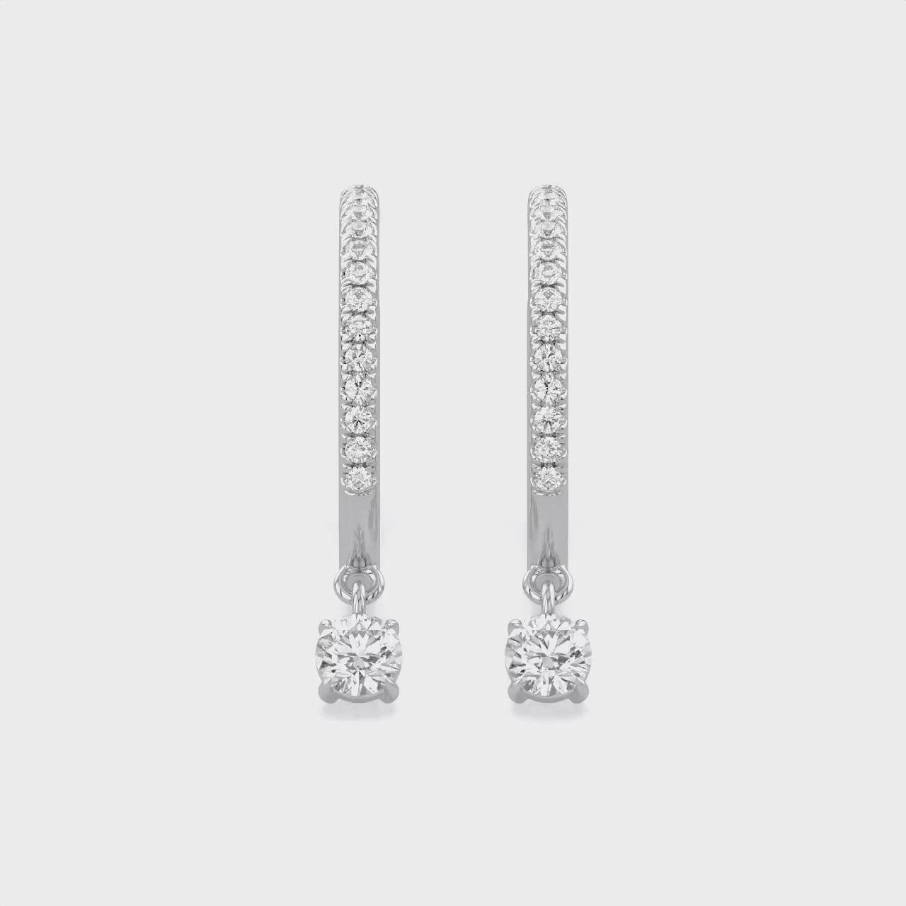 0.25 CTT  Round Lab Grown Diamond Dangle Drop Huggie Hoop Earrings
