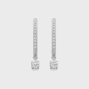 0.25 CTT  Round Lab Grown Diamond Dangle Drop Huggie Hoop Earrings
