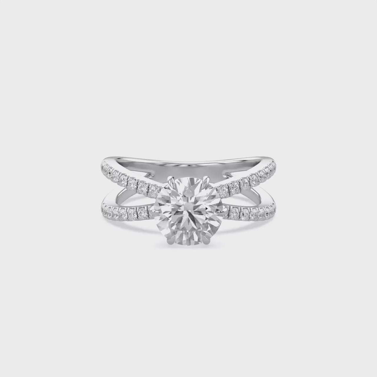Halle Round Cut Split Shank Lab Grown Diamond Engagement Ring