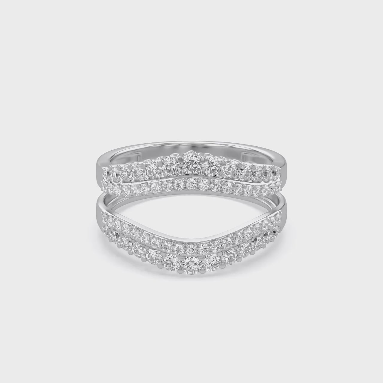 1 Ct Round Double Row Pave Set Curved Enhancer Guard Ring Gift For Her