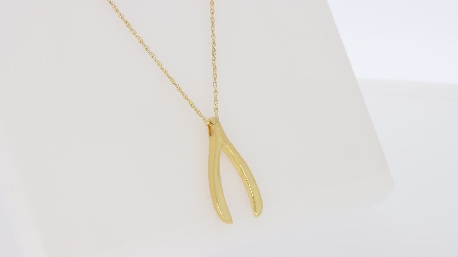 Wishbone Pendant Necklace in 14K Gold Over Sterling Silver