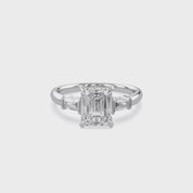 Emerald Cut Three Stone Lab Grown Diamond Engagement Ring