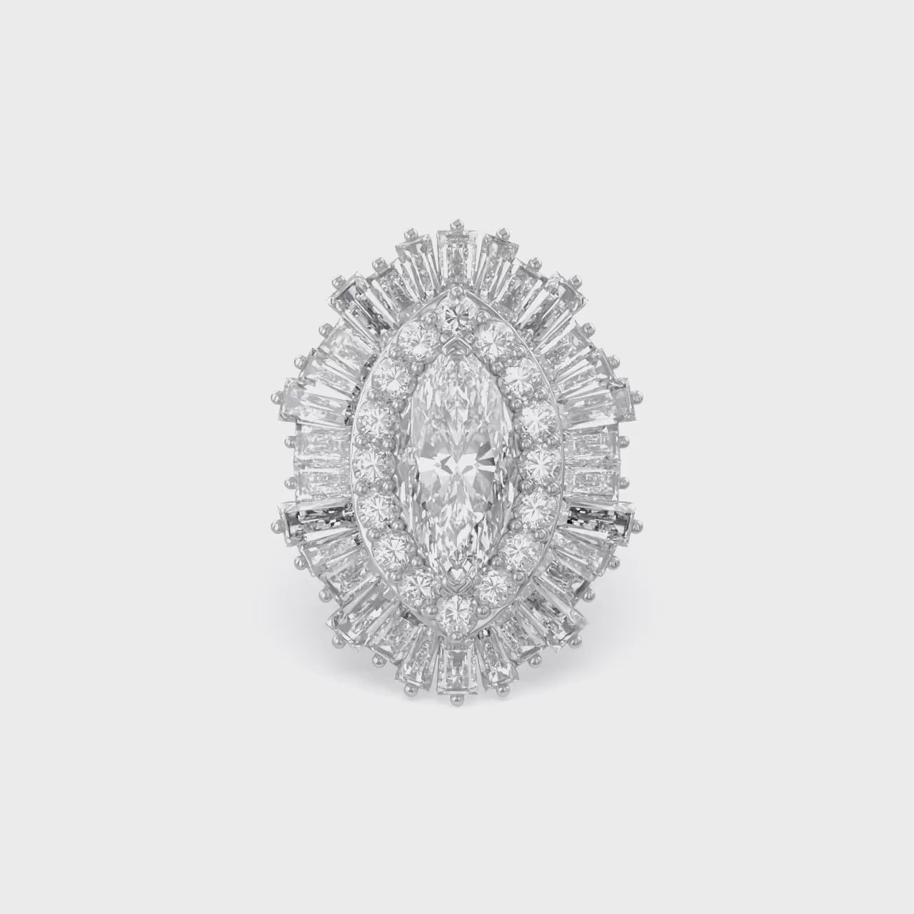 10.70 CTTW Lab Grown Diamond Double Halo Sunburst Engagement Ring