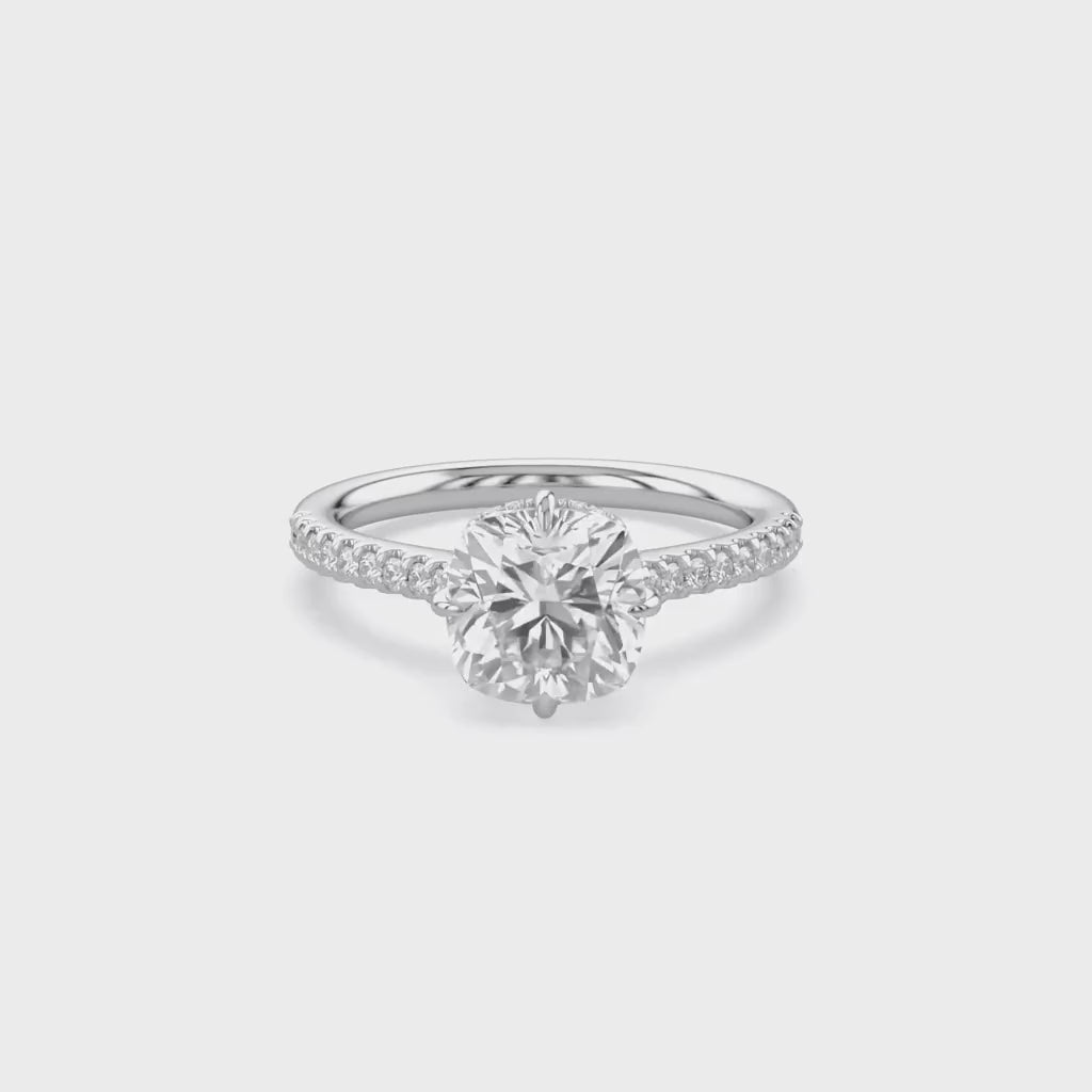 Hidden Halo Solitaire Lab Grown Diamond Engagement Ring