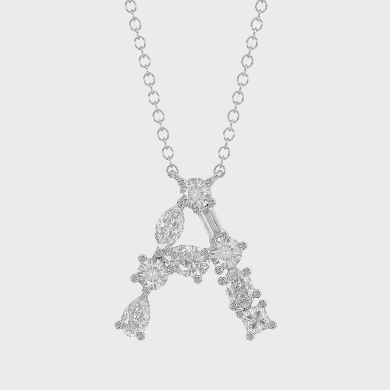 Initial Letter Pendant Necklace Multi Shape Lab Created Moissanite Diamond