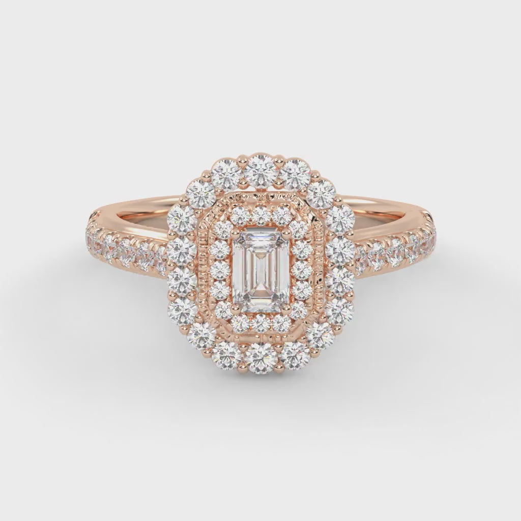 Emerald & Round 0.95 Carat Lab Diamond Ring – IGI Certified