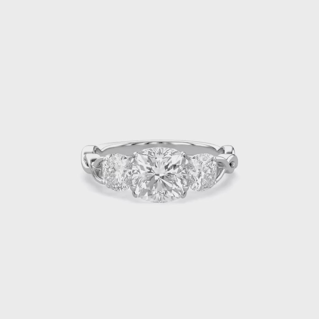 Three Stone Infinity Lab Grown Diamond Engagement Ring