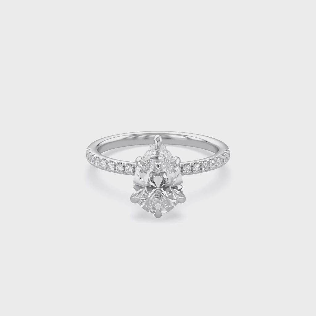 Hidden Halo Solitaire Engagement Ring 10x7mm Lab Grown Diamond