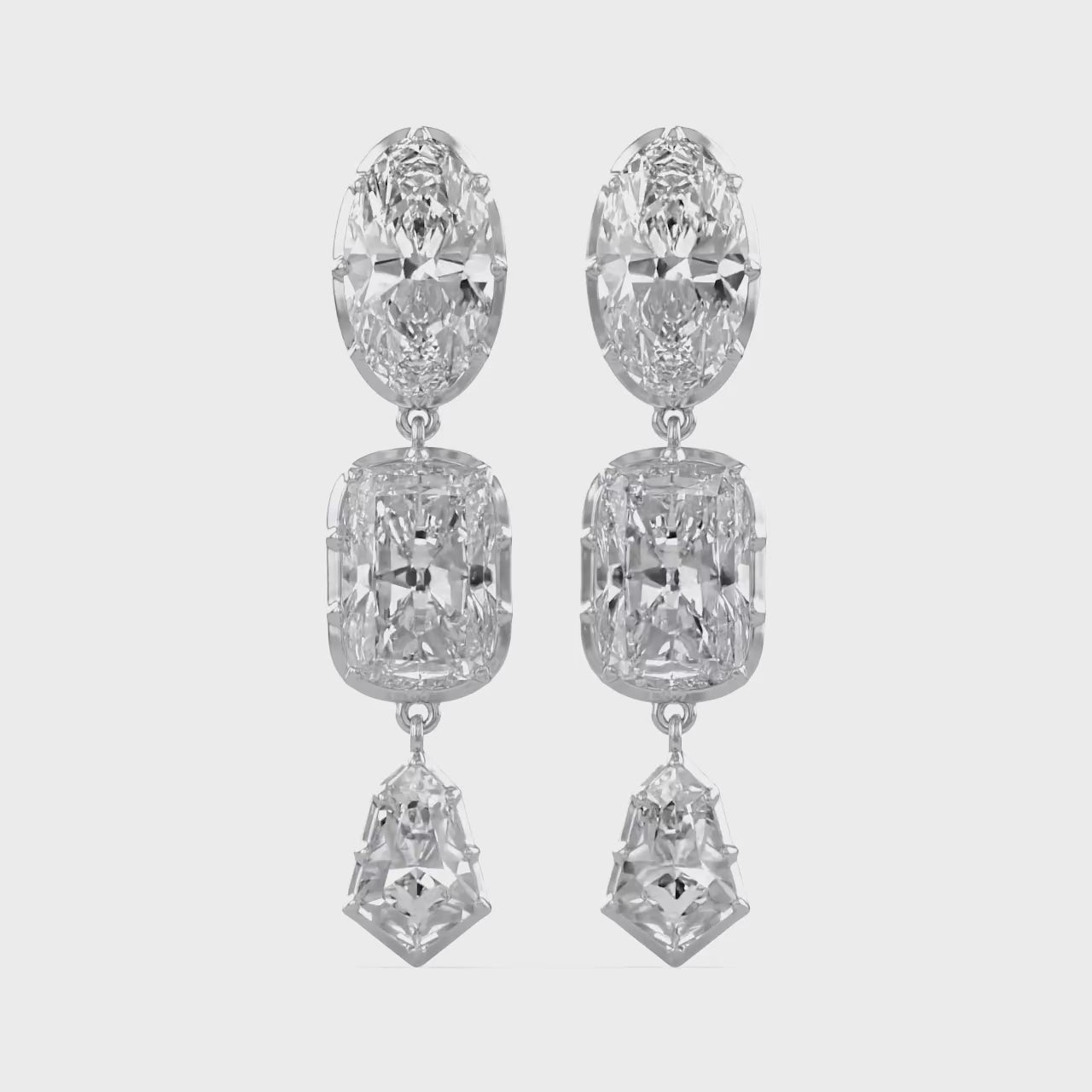 25.30CT Multishape Lab Grown Diamond Dangle Drop Earrings