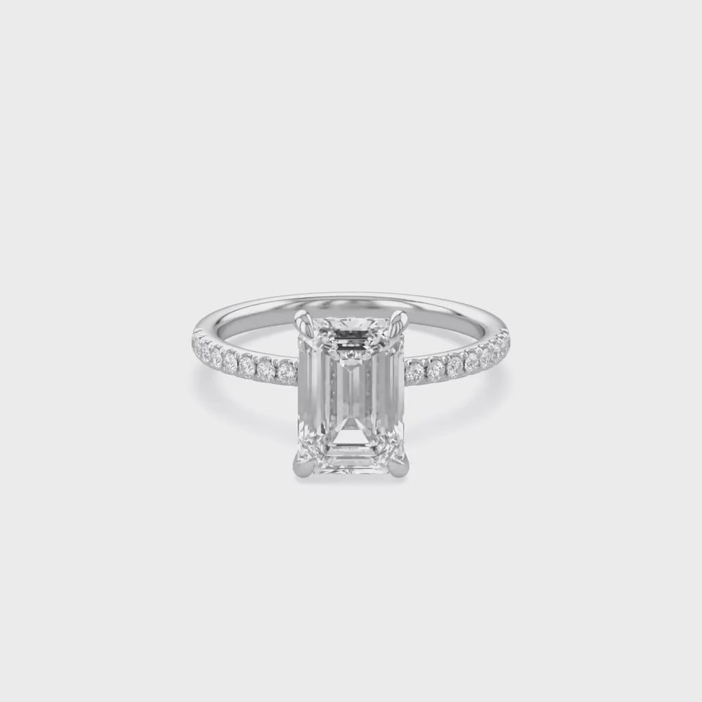Hidden Halo Solitaire Engagement Ring 2.80 Carat Lab Grown Diamond