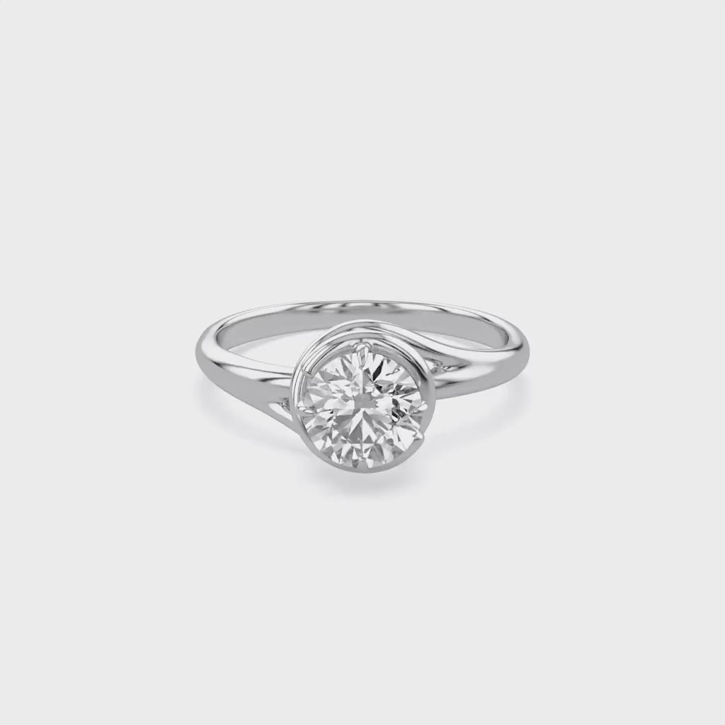 Bypass Solitaire Engagement Ring Lab Grown Diamond