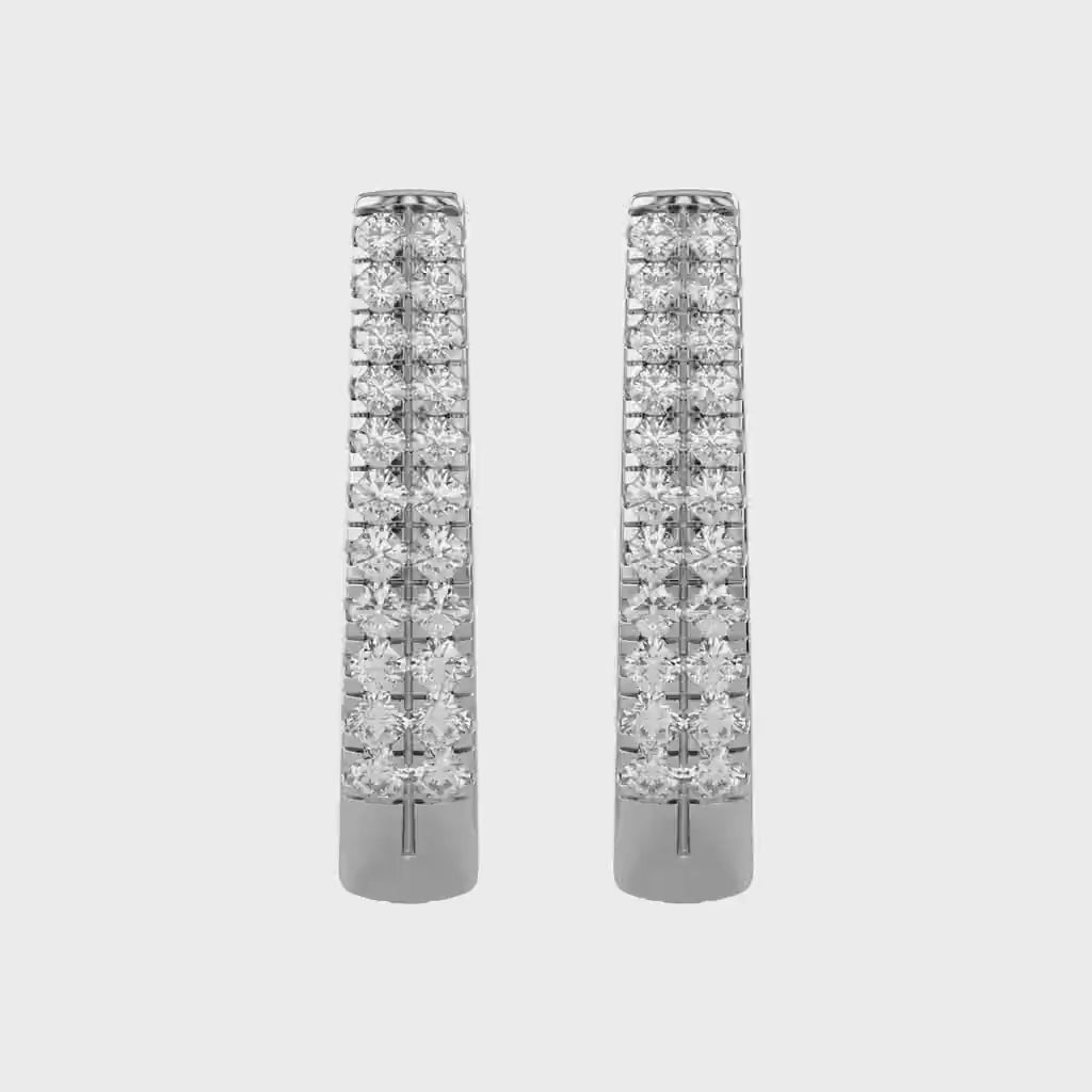 Double Row Huggie Lab Grown Diamond Hoop Earrings