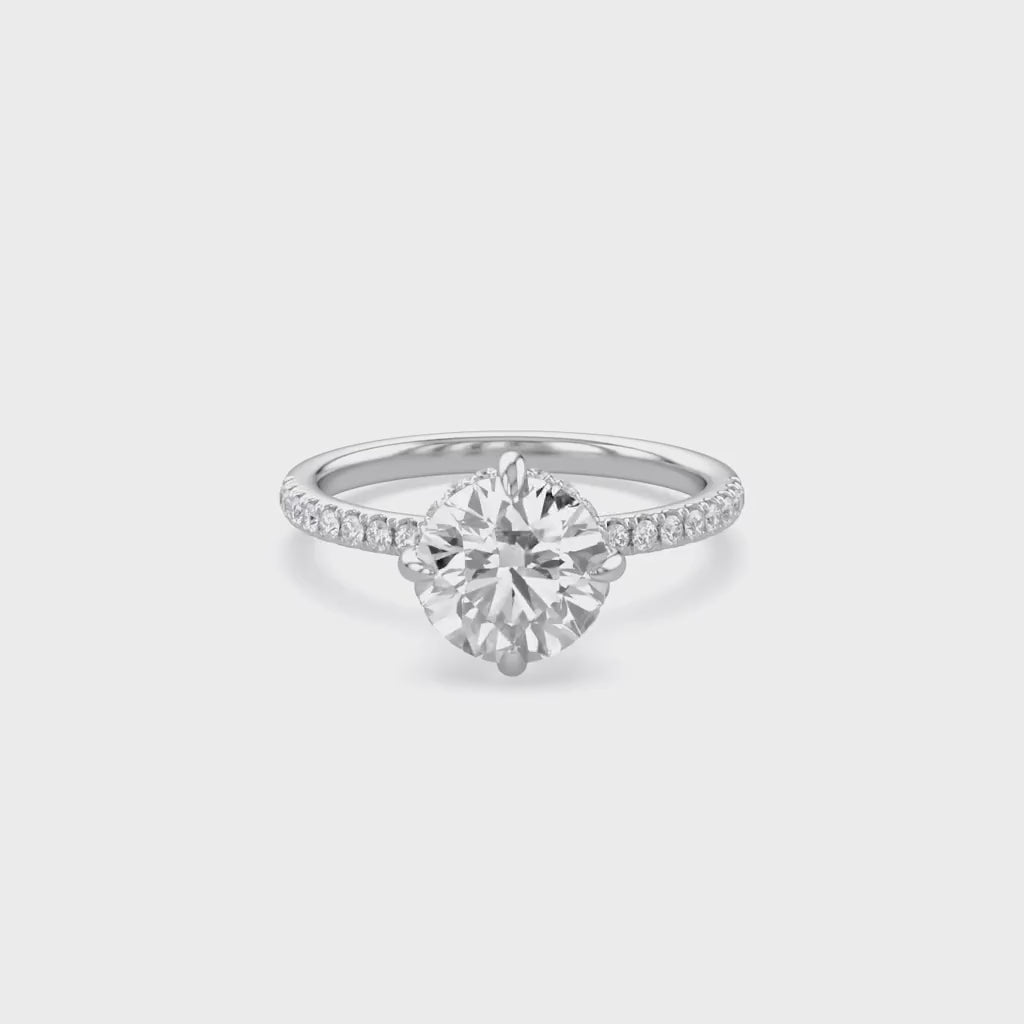 Hidden Halo Solitaire Engagement Ring Center 8.5mm Lab Grown Diamond