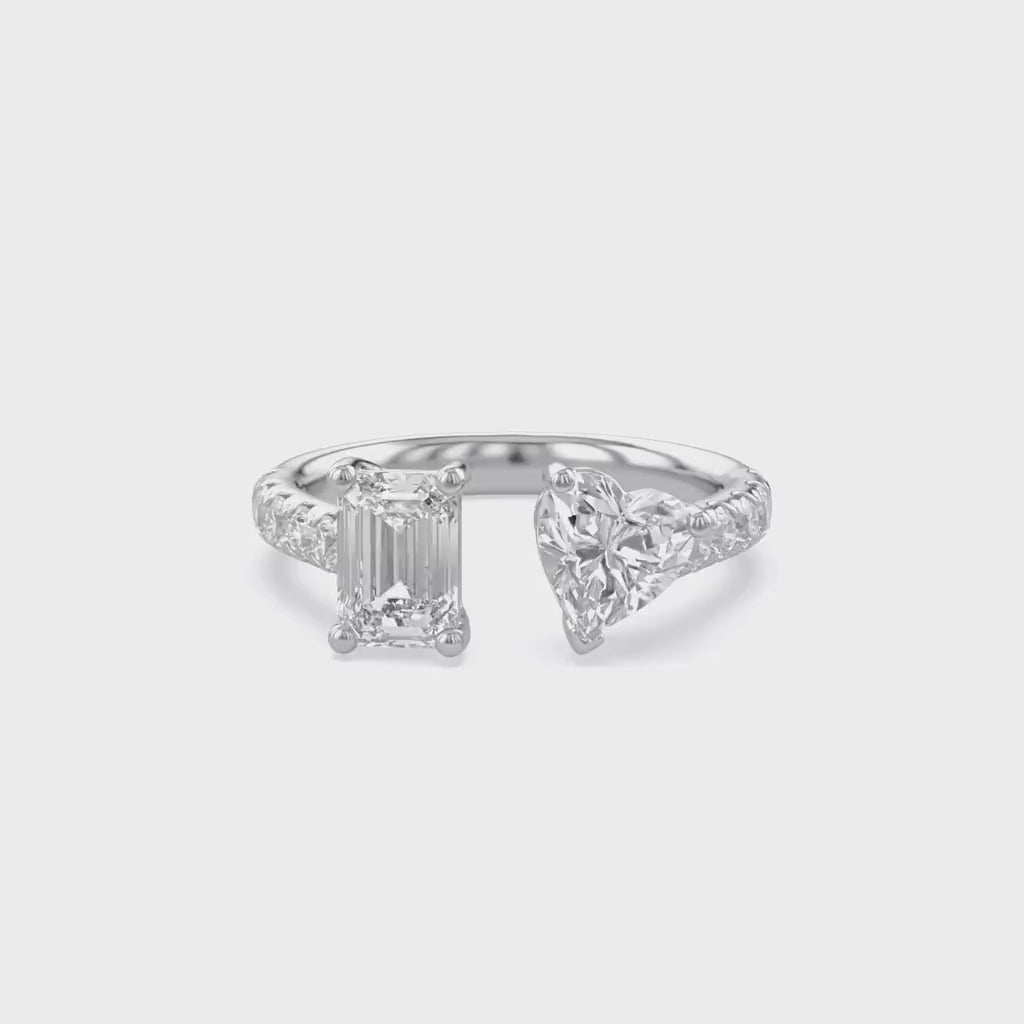 Toi Et Moi Half Eternity Adjustable Engagement Ring Multi Shape Lab Grown Diamond
