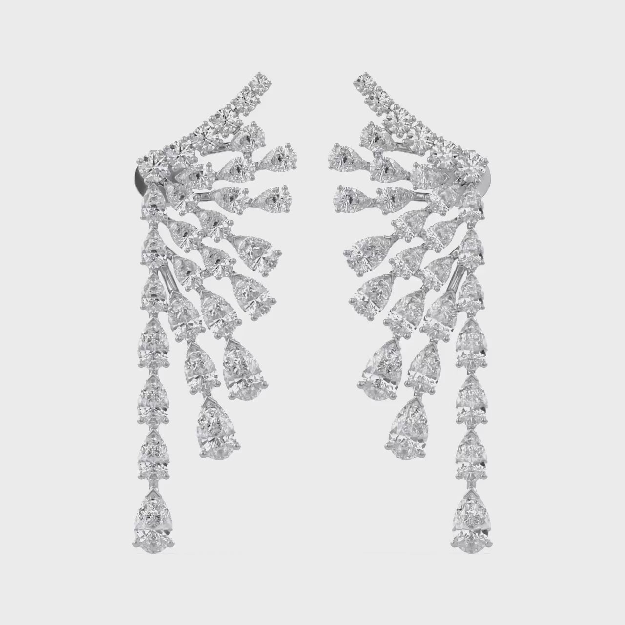4.30 CTTW Pear and Round Lab Grown Diamond Ear Climbers Stud Earrings