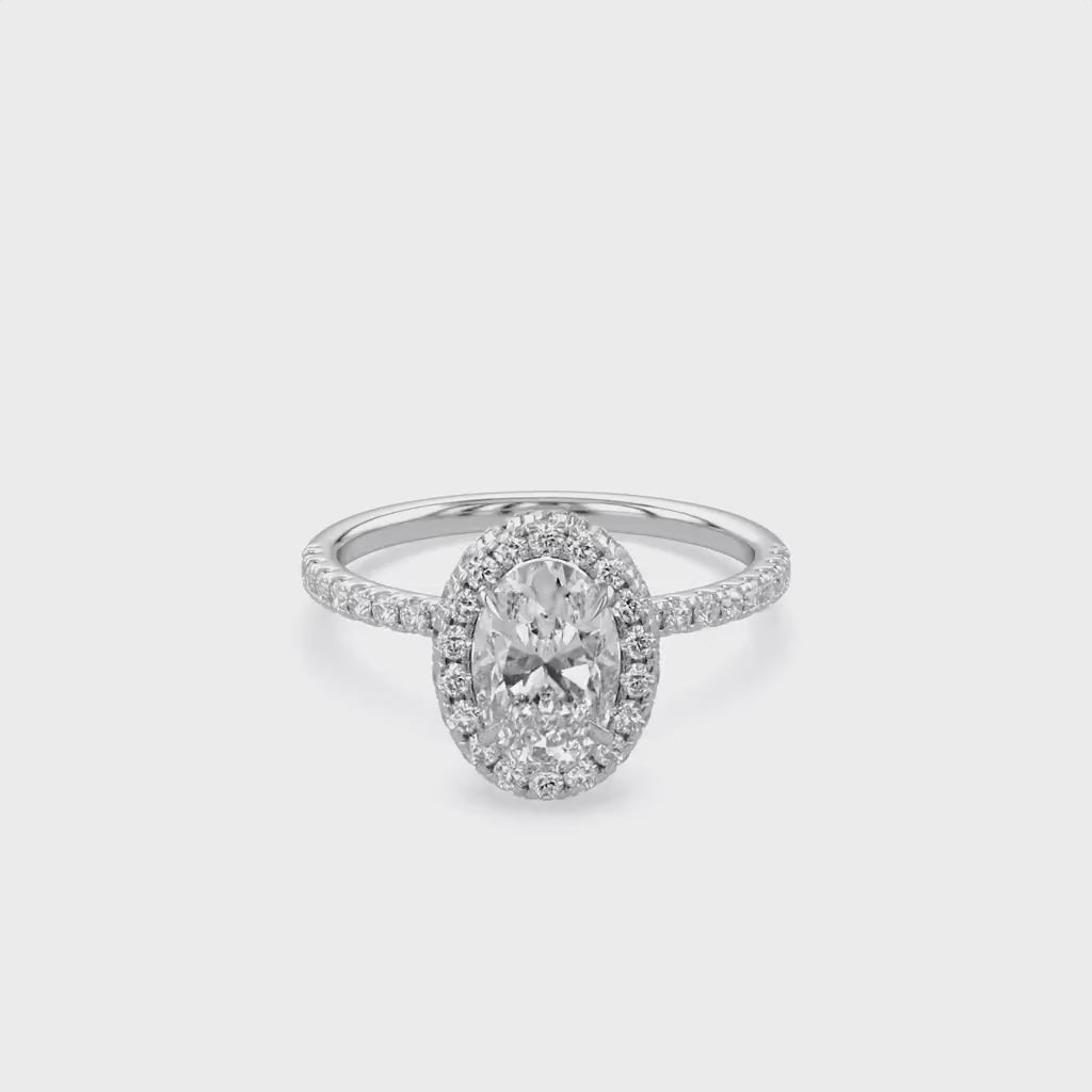 Oval Hidden Halo Solitaire Lab Grown Diamond Engagement Ring