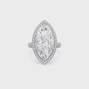 13 CTTW Marquise Cut Lab Grown Diamond Hidden Halo Solitaire Engagement Ring