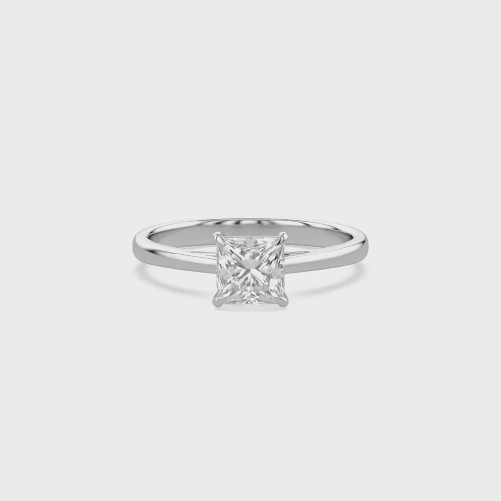 Solitaire Engagement Ring Princess Cut Lab Grown Diamond