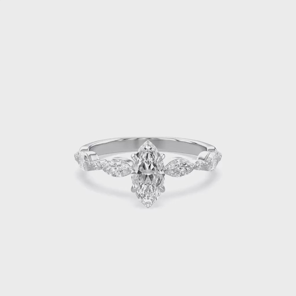 Lab Grown Diamond Half Eternity Marquise Engagement Ring