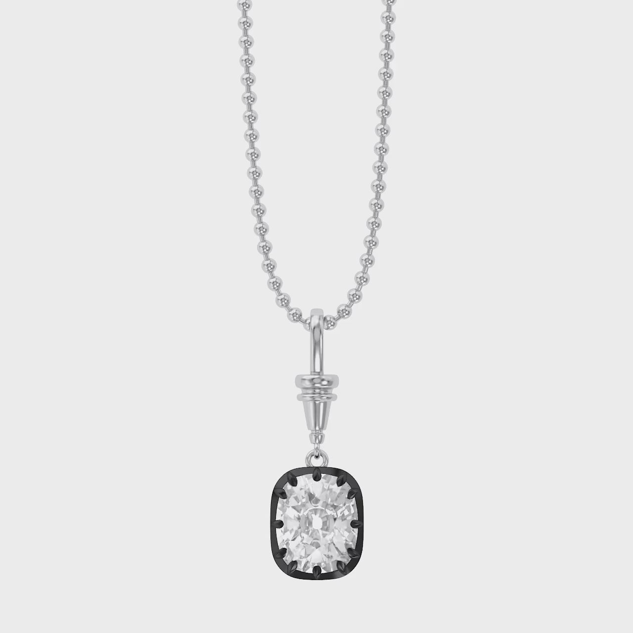 3 CTTW Cushion Cut Lab Grown Diamond Solitaire Charm Pendant Necklace