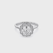 Floral Halo Solitaire Lab Grown Diamond Engagement Ring