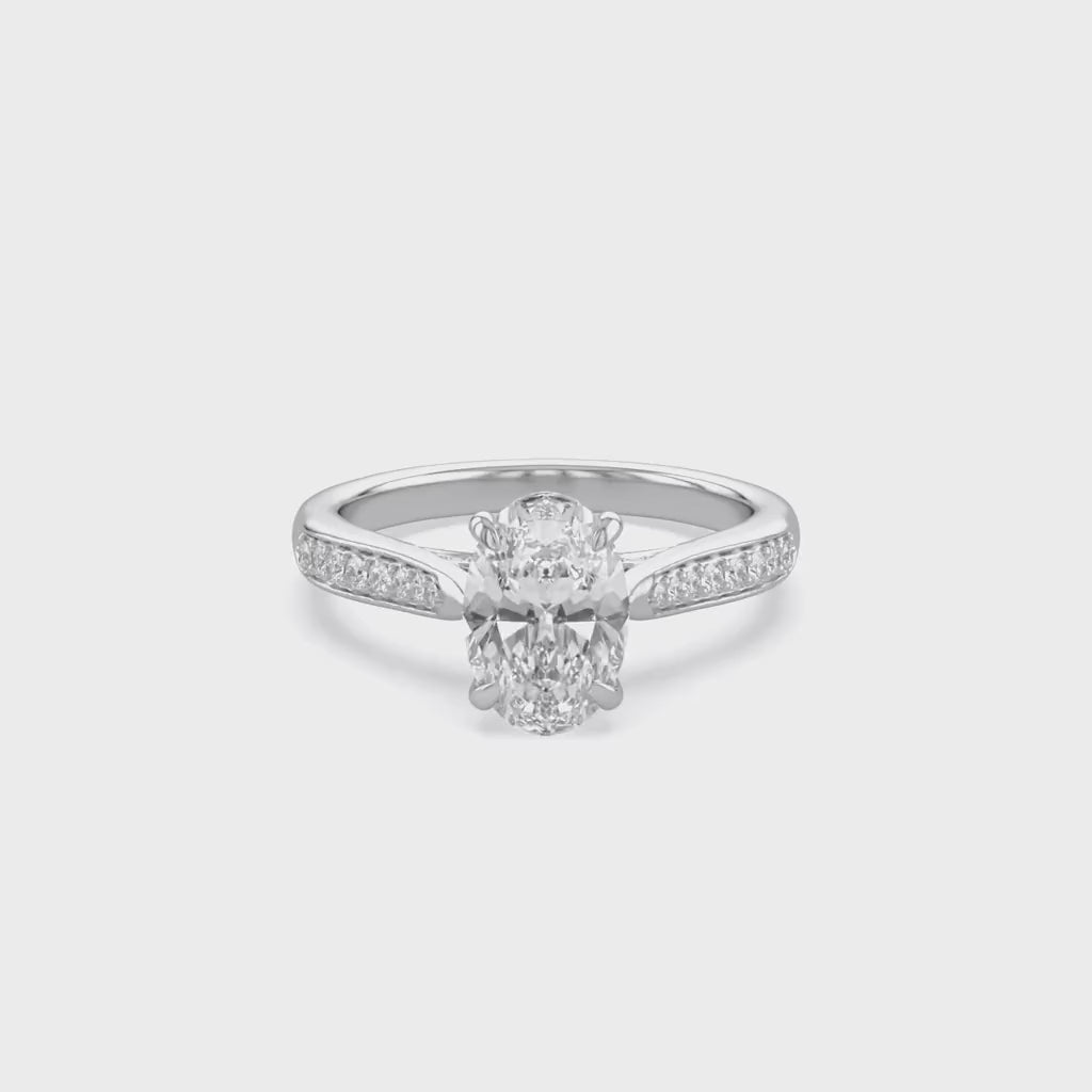 Solitaire Engagement Ring 10.5x7mm Oval & Round Lab Grown Diamond