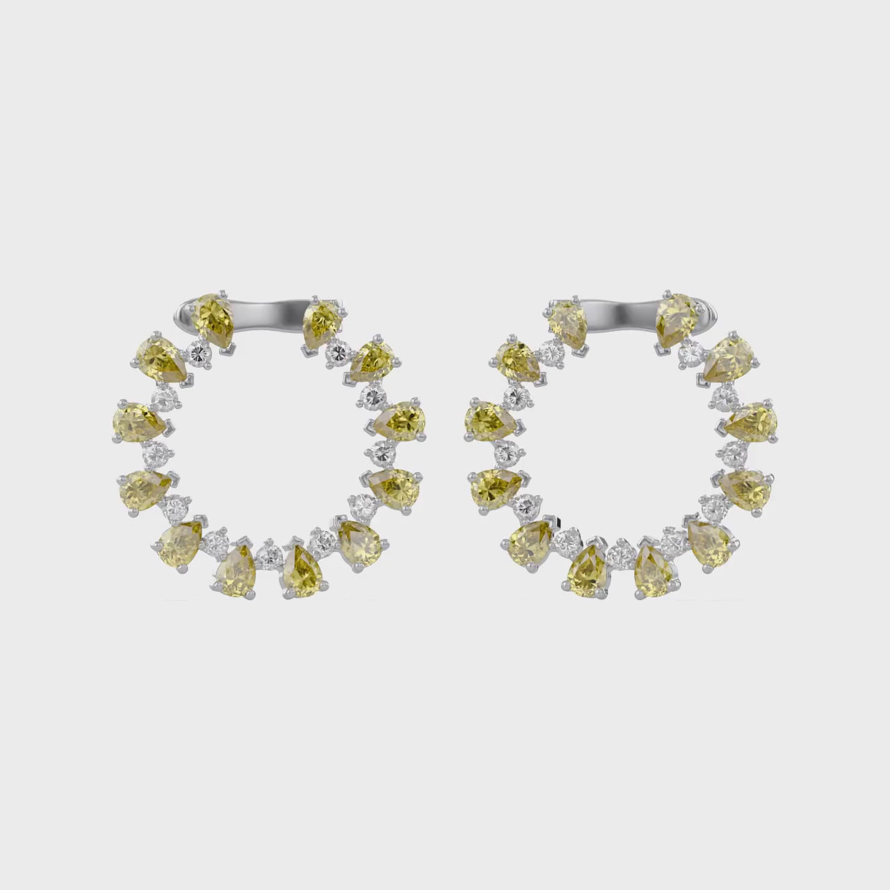4.30 CTTW Pear and Round Shape Lab Grown Diamond Open Circle Stud Earrings