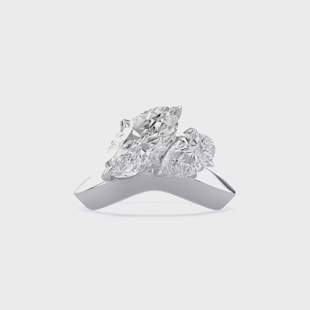 Toi Et Moi Ring 3.50 Carat Oval & Pear Lab Grown Diamond