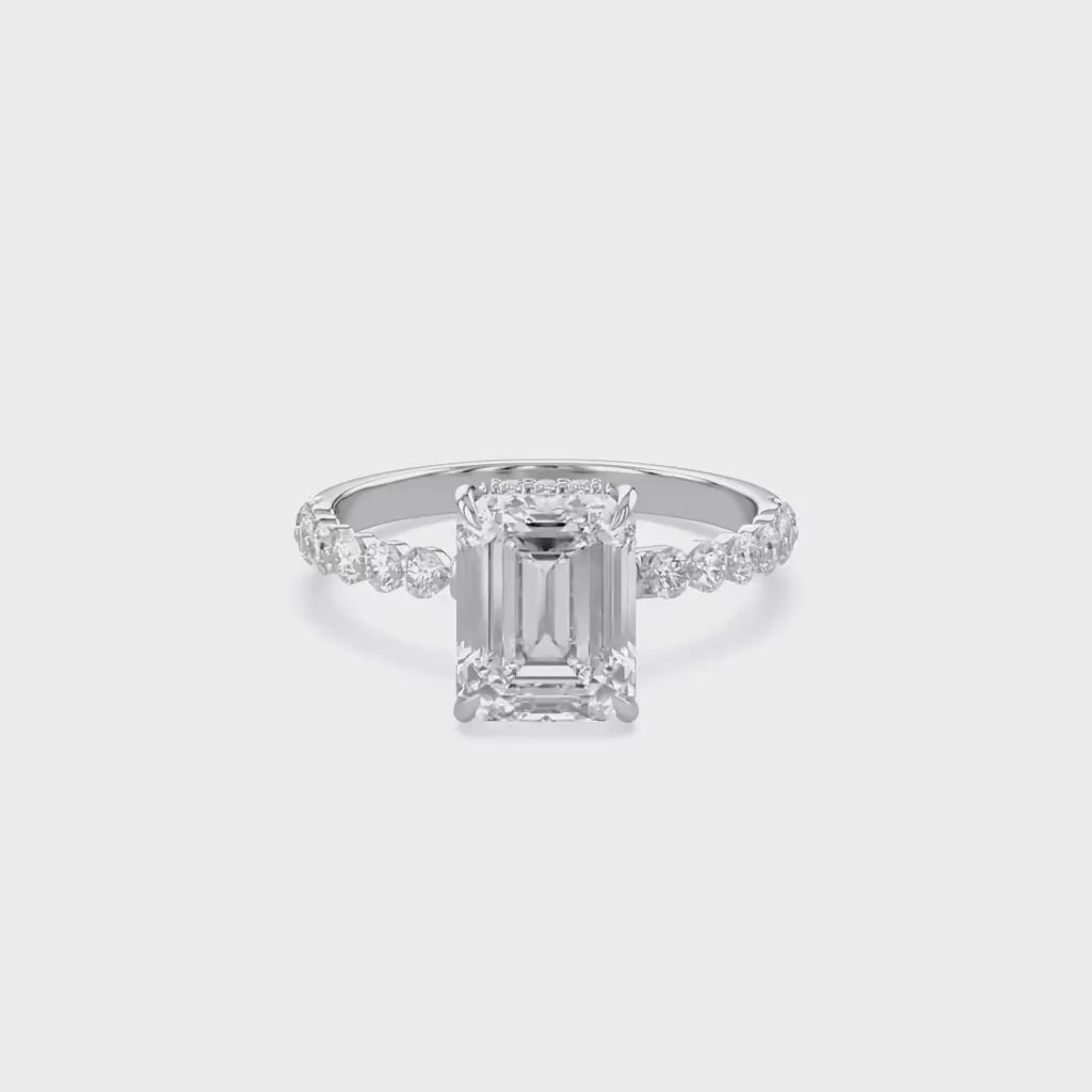 Half Eternity Solitaire Lab Grown Diamond Engagement Ring