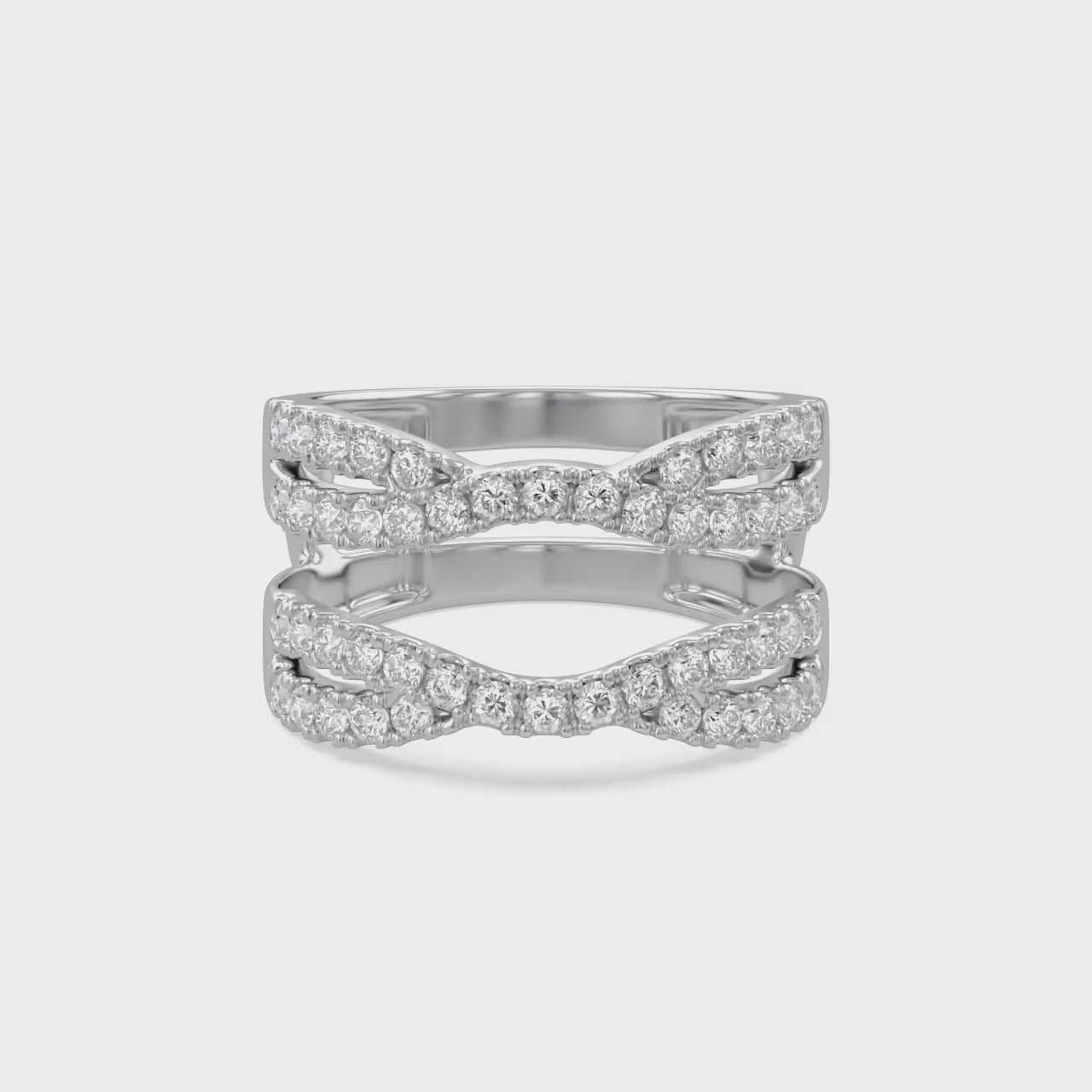 Round Cut White Cubic Zirconia Double Infinity Wedding Ring Guard Enhancer in 925 Sterling Silver