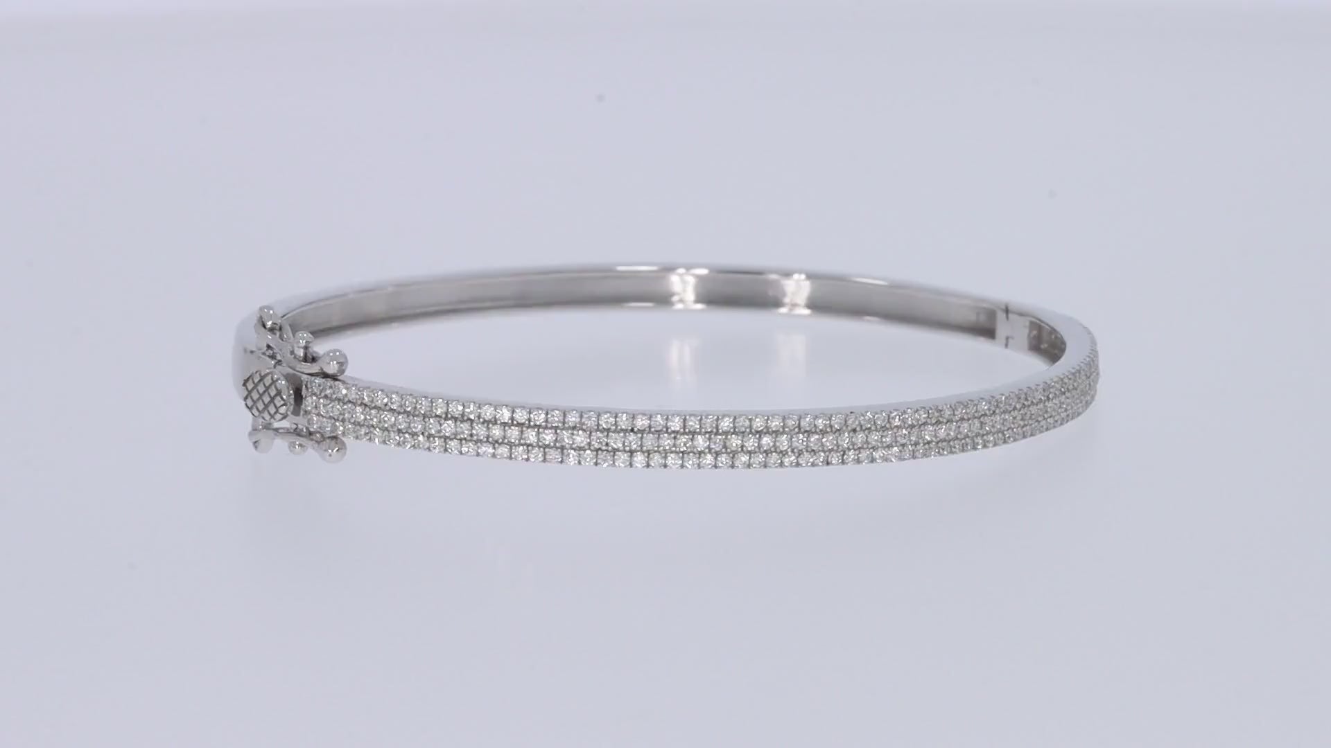 Pave Set 3-Row Cubic Zirconia Bangle Bracelet