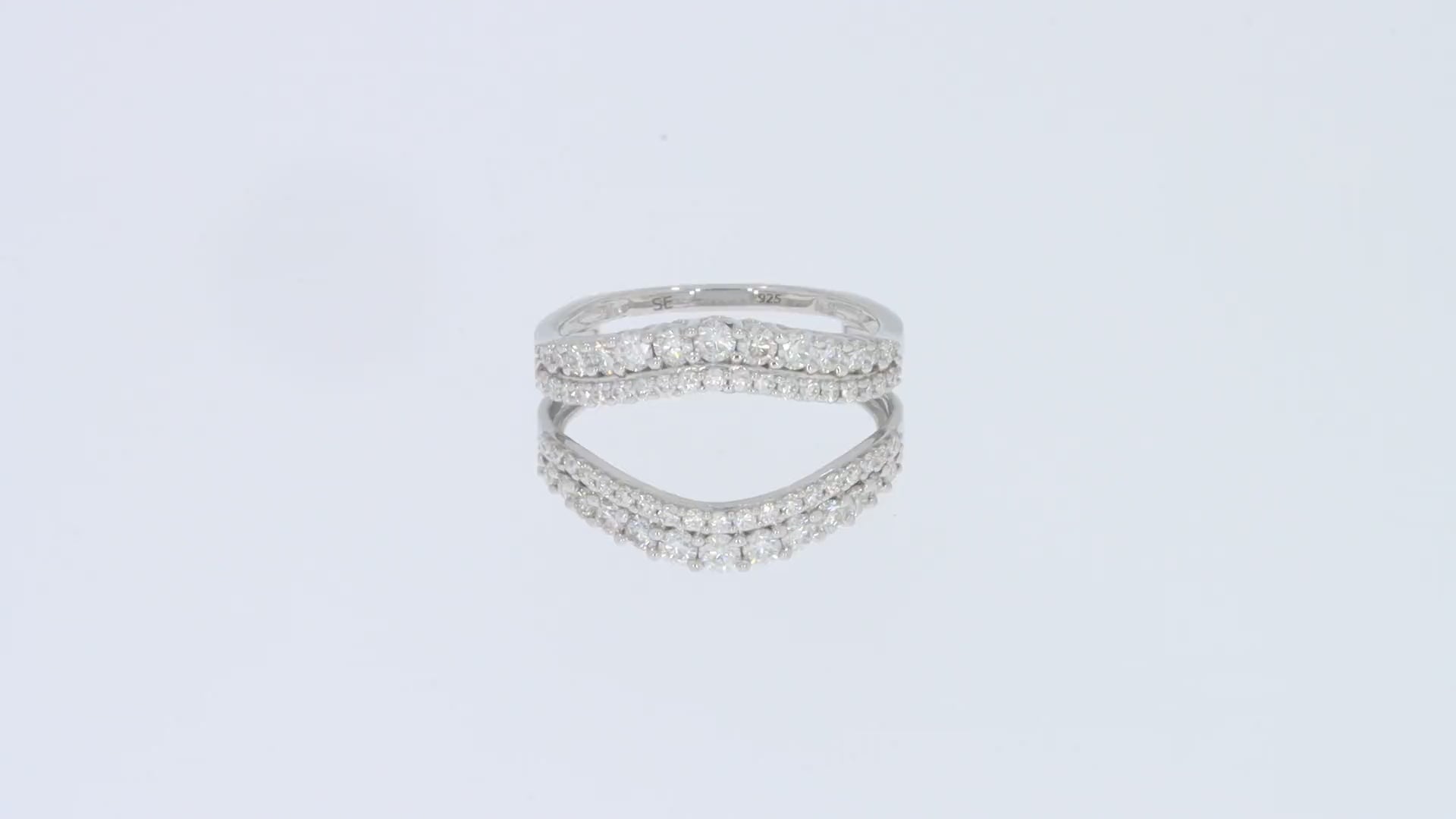 1 Ct Round Double Row Pave Set Curved Enhancer Guard Ring In 14K Gold Over Sterling Silver With Cubic Zirconia Gift For Her
