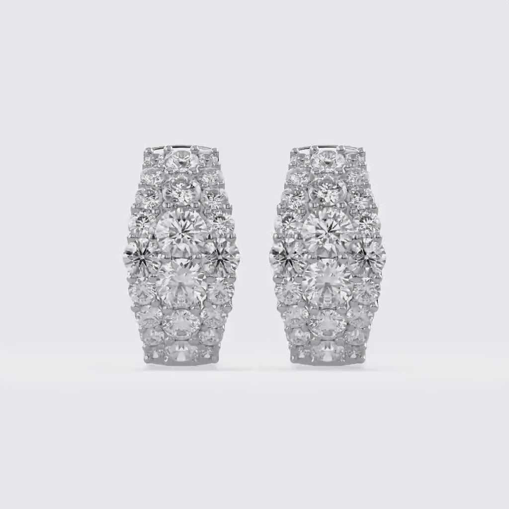 Triple Row Lab Grown Diamond Hoop Earrings