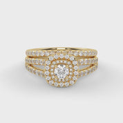 IGI Certified Shank Double Halo Bridal Set Ring