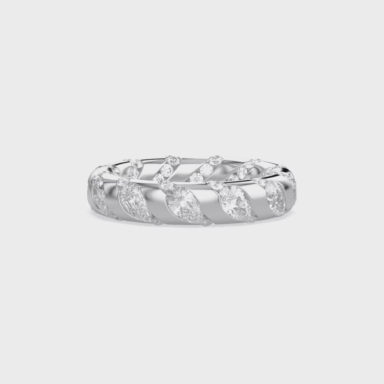 2.90CT Pear & Round Cut Lab Grown Diamond Interwoven Wedding band