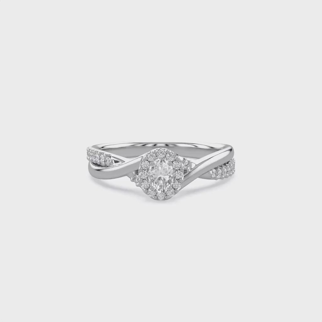 Halo Promise Lab Grown Diamond Ring Oval and Round
