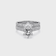 4.20 CT Vintage Inspired Filigree Bridal Ring Set with Hidden Halo Lab grown Diamond