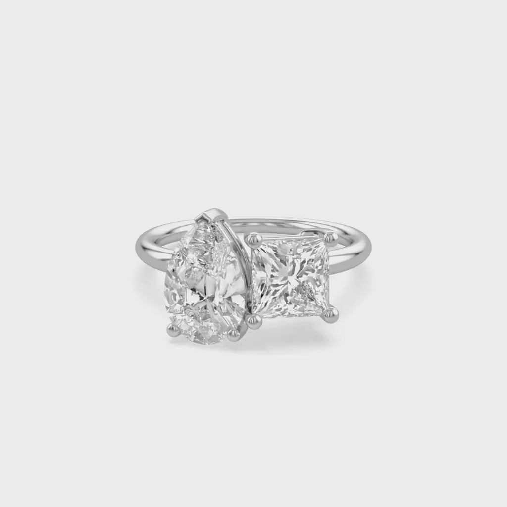 Toi Et Moi Ring Pear and Princess Lab Grown Diamond