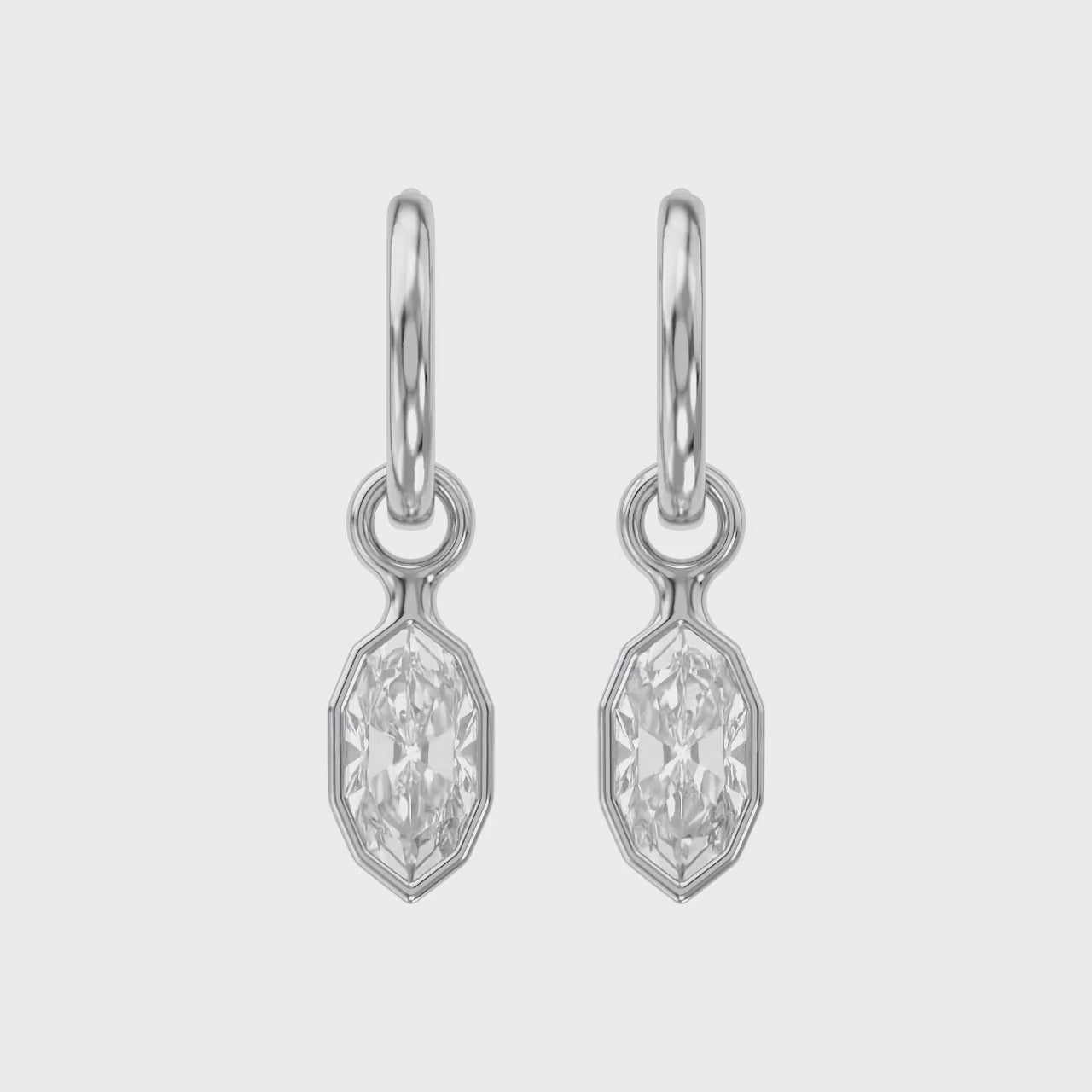 2 CT Marquise Cut Lab Grown Diamond Huggie Drop Earrings