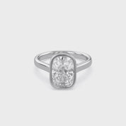 3 Carat Elongated Cushion Lab Grown Diamond Bezel Solitaire Engagement Ring