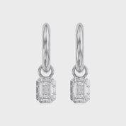 1.00 Carat Emerald Cut Lab Grown Diamond Drop Dangle Earrings