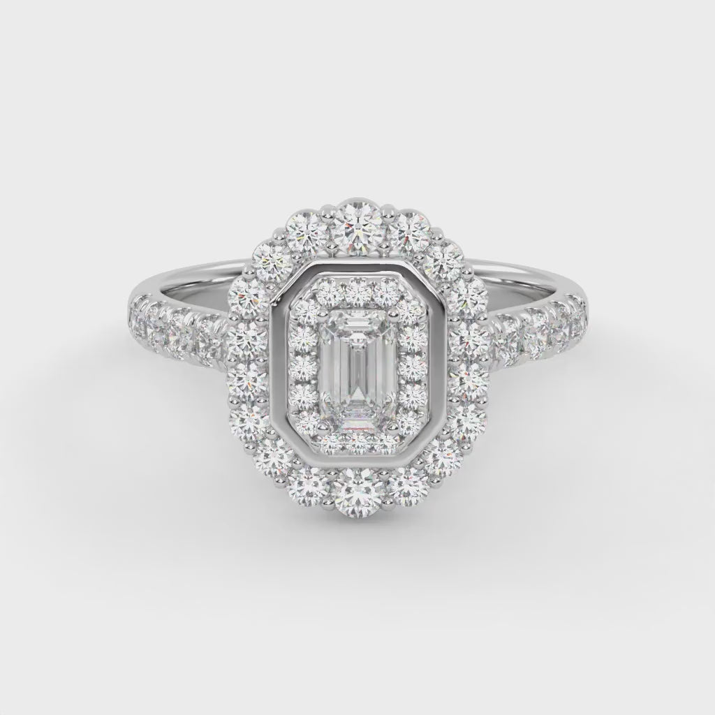 Double Halo Solitaire Engagement Ring – IGI Certified
