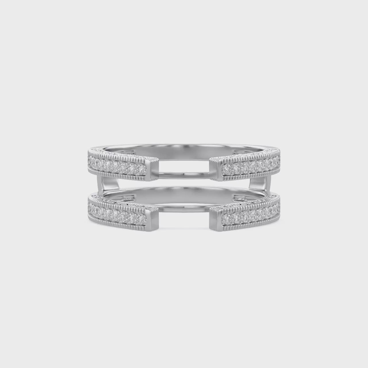 Cathedral Guard Enhancer Wedding Ring Cubic Zirconia Sterling Silver