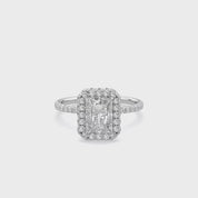 Hidden Halo Solitaire Engagement Radiant Cut Lab Grown Diamond Ring