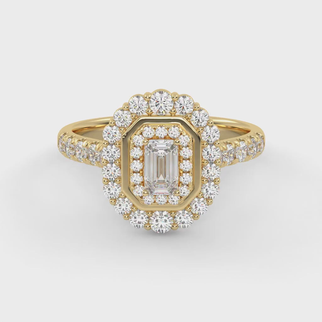 Double Halo Solitaire Engagement Ring – IGI Certified