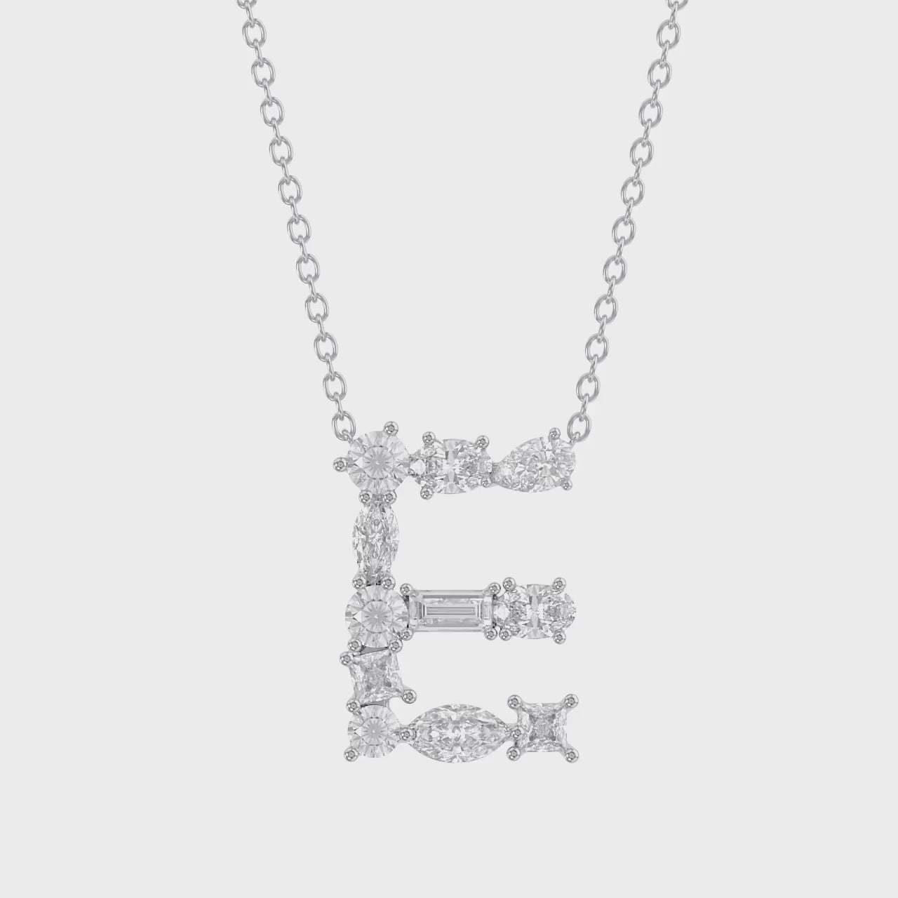 Initial Letter Pendant Necklace Multi Shape Lab Created Moissanite Diamond