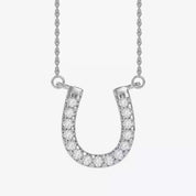 Horseshoe Cubic Zirconia Pendant Necklace Sterling Silver