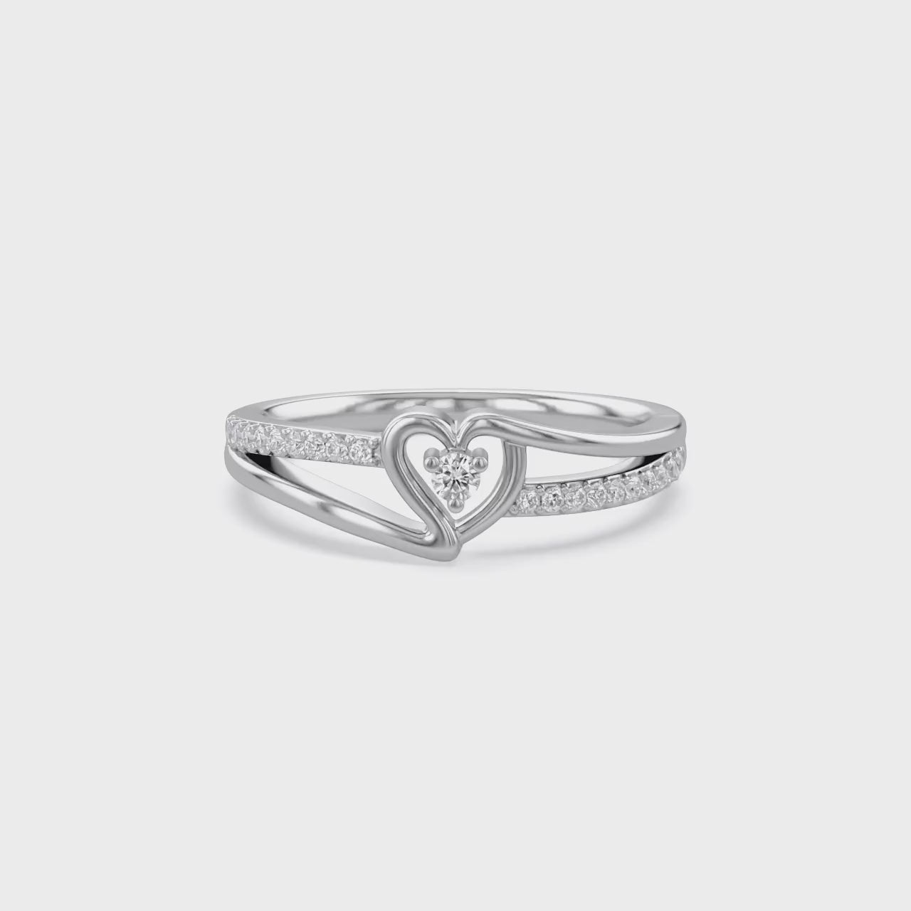 1/10 Carat CT Round White Natural Diamond Bypass Heart Promise Ring 14k Gold Over Sterling Silver Gift for Her