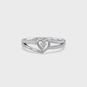 1/10 Carat CT Round White Lab Created Moissanite Bypass Heart Promise Ring 14k Gold Over Sterling Silver Gifts for Her