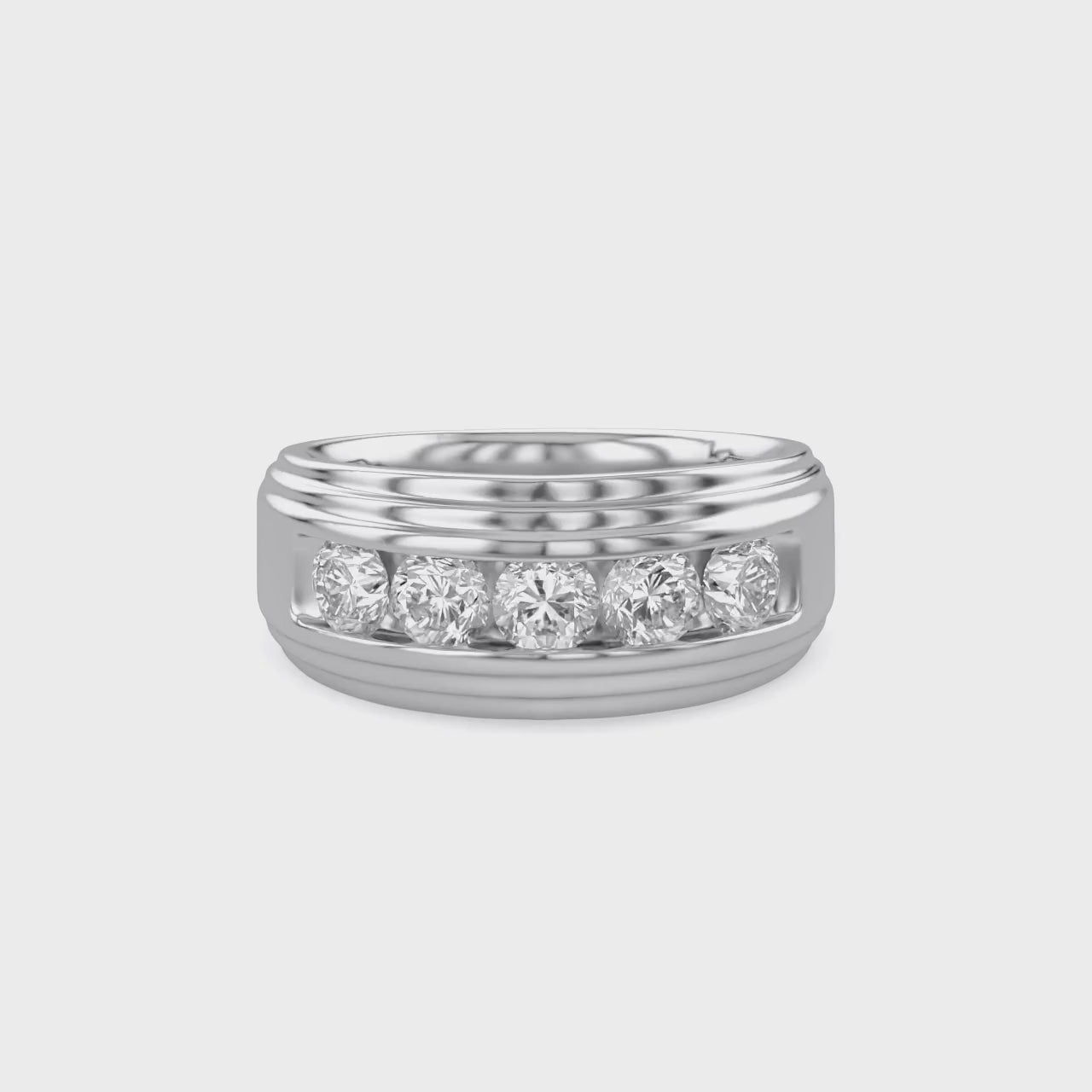 Lab Created Moissanite 5 Stone Channel Set Moissanite Ring